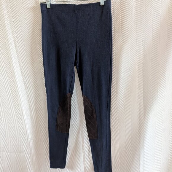Lauren Ralph Lauren Equestrian Riding Leggings Navy Blue & Brown Size Medium - Picture 1 of 7